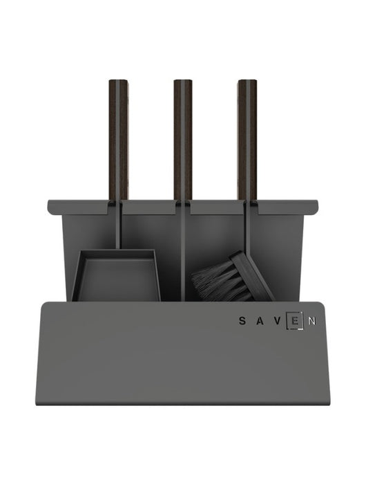 Set attrezzi per camino 3 pezzi in acciaio e legno Nero - Set 2