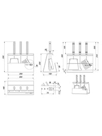 Set attrezzi per camino 3 pezzi in acciaio e legno - Set 2