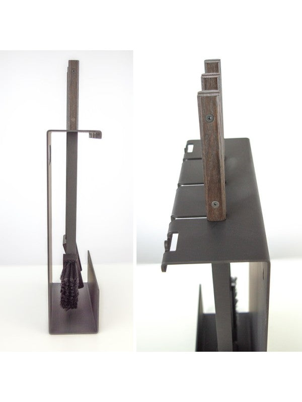 Set attrezzi per camino 3 pezzi in acciaio e legno Nero - Set 3 L