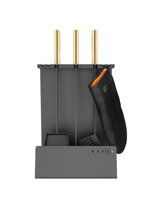 Set attrezzi per camino 3 pezzi in acciaio e legno - Set 4 L