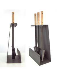 Set attrezzi per camino 3 pezzi in acciaio e legno - Set 4 L