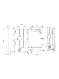 Set attrezzi per camino 3 pezzi in acciaio e legno - Set 5 SL