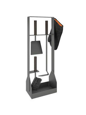 Set attrezzi per camino 3 pezzi in acciaio e legno Nero - Set 5 SL