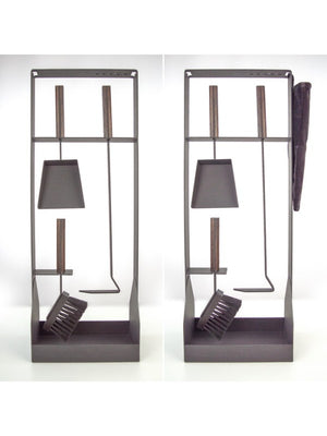 Set attrezzi per camino 3 pezzi in acciaio e legno Nero - Set 5 SL