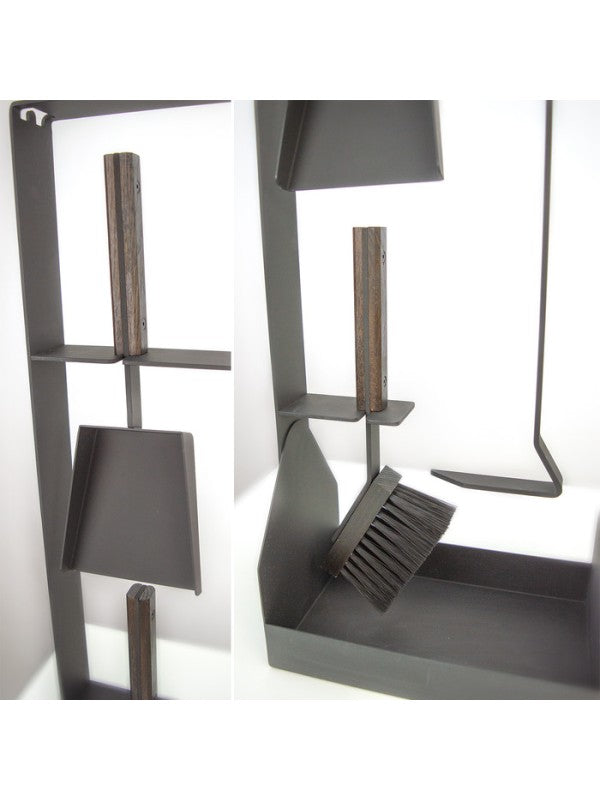 Set attrezzi per camino 3 pezzi in acciaio e legno Nero - Set 5 SL