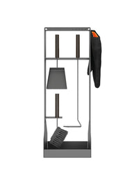 Set attrezzi per camino 3 pezzi in acciaio e legno Nero - Set 5 SL