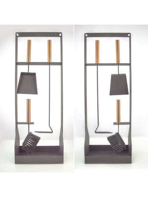 Set attrezzi per camino 3 pezzi in acciaio e legno - Set 5 SL