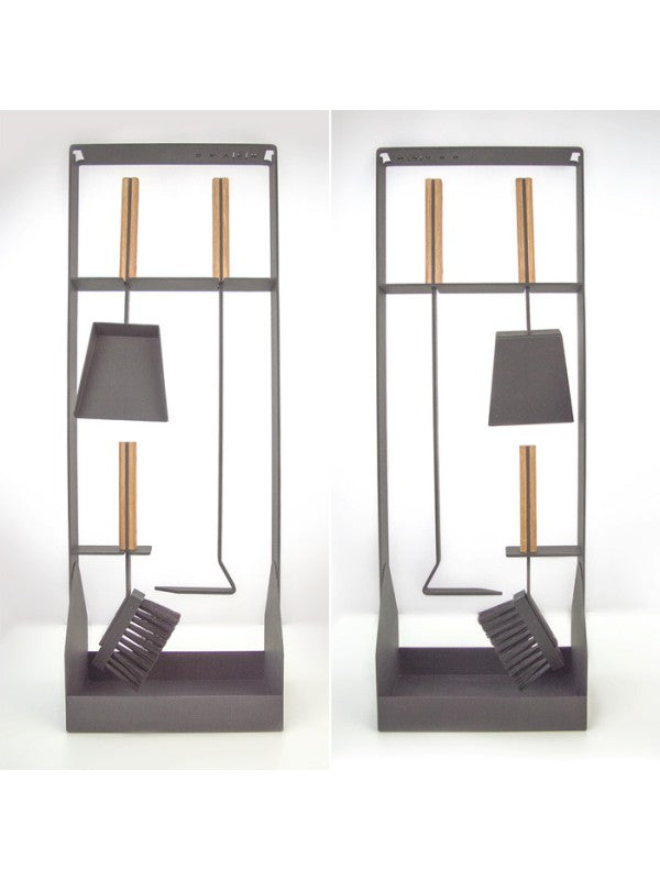 Set attrezzi per camino 3 pezzi in acciaio e legno - Set 5 SL