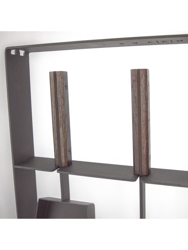 Set attrezzi per camino 3 pezzi in acciaio e legno Nero - Set 5 SL