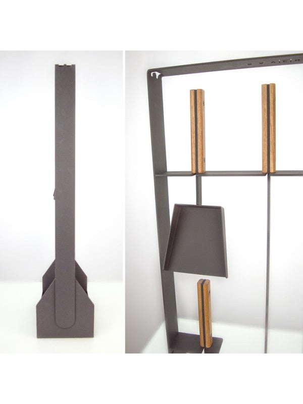 Set attrezzi per camino 3 pezzi in acciaio e legno - Set 5 SL