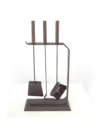 Set attrezzi per camino 3 pezzi in acciaio e legno Nero - Set 6 L