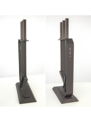 Set attrezzi per camino 3 pezzi in acciaio e legno Nero - Set 6 L