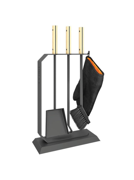 Set attrezzi per camino 3 pezzi in acciaio e legno - Set 6 L