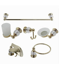 Set Bagno 6pz Vetro Intagliato 69202 Porta Asciugamano Rotolo Bicchiere Spazzolino         