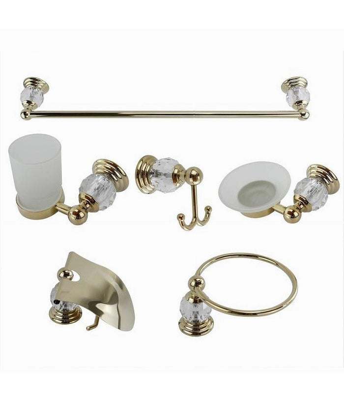 Set Bagno 6pz Vetro Intagliato 69202 Porta Asciugamano Rotolo Bicchiere Spazzolino         