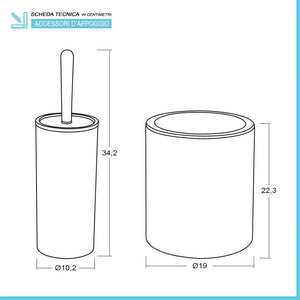 Set bagno da appoggio Blob in plastica liscia nera con dettagli effetto legno