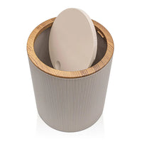 Set bagno da appoggio Blob in plastica liscia tortora con dettagli effetto legno