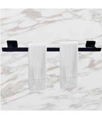 Set Bagno Rettangolare Nero 6pz Porta Asciugamano Rotolo Bicchiere Spazzolino 87262         