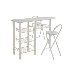 Set Banco Cucina + 2 sgabelli Oslo Mdf Bianco Marmo + Struttura Bianca