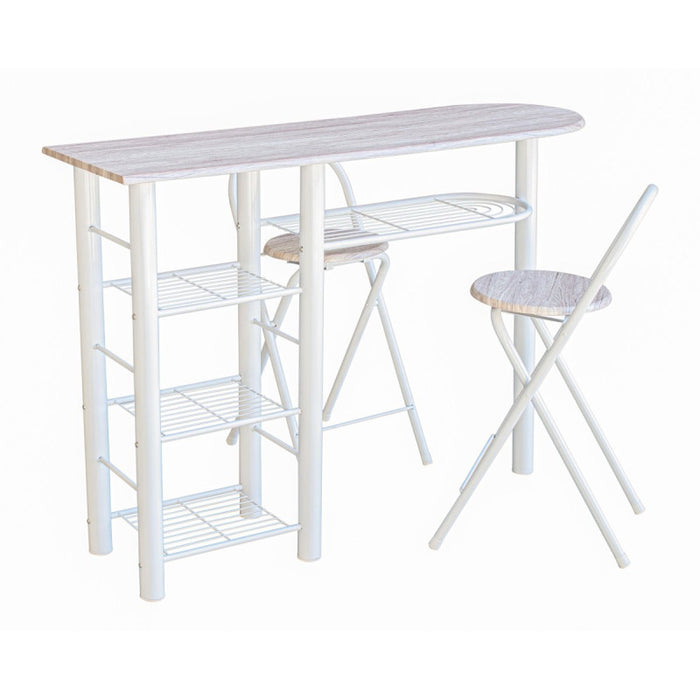 Set Banco Cucina + 2 Sgabelli Oslo Mdf Naturale E Struttura Bianca