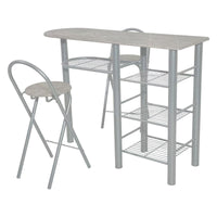 Set Banco Cucina E 2 Sedie Oslo Mdf Grigio Pietra E Struttura Silver