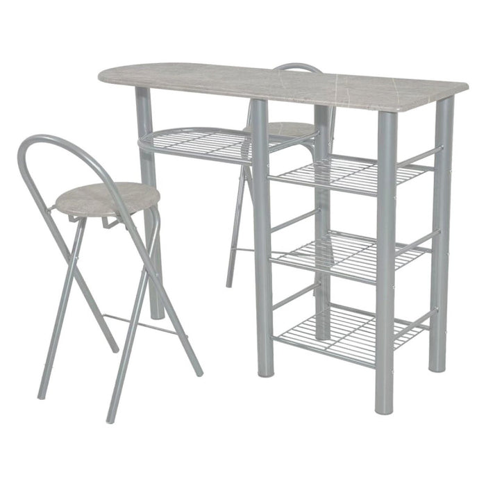 Set Banco Cucina E 2 Sedie Oslo Mdf Grigio Pietra E Struttura Silver