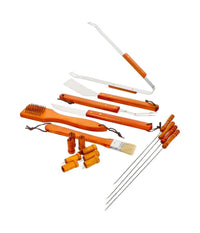 Set Barbecue 18 Pezzi Con Valigetta Bbq Grill Acciaio Inox Manico Legno 6498010         