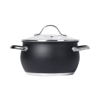 Trade Shop - Set Batteria Di Pentole Con Coperchi 8 Pezzi In Acciaio Inox Linea Blackcook Cucina -