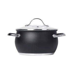 Trade Shop - Set Batteria Di Pentole Con Coperchi 8 Pezzi In Acciaio Inox Linea Blackcook Cucina -