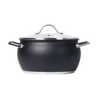 Trade Shop - Set Batteria Di Pentole Con Coperchi 8 Pezzi In Acciaio Inox Linea Blackcook Cucina -