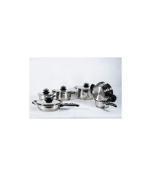 Set Batteria Di Pentole Da 12 Pezzi Padelle In Acciaio Inox Cucina Schuster         