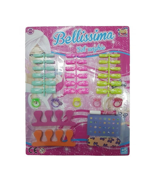 Set Bellissima 36 Tips Unghie Finte Lima 5 Anelli 2 Distanziatori Manicure Bimbe         