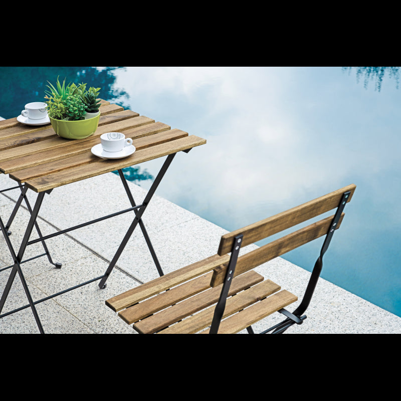 Set Bistrò In Ferro E Acacia Fsc Scura - 2 Sedie E Un Tavolo 55X54 Cm Moia