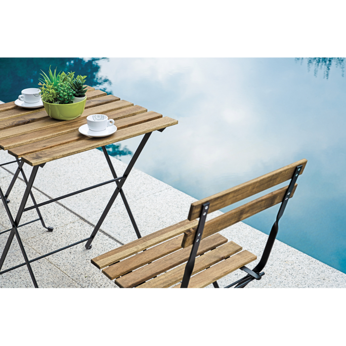 Set Bistrò In Ferro E Acacia Fsc Scura - 2 Sedie E Un Tavolo 55X54 Cm Moia