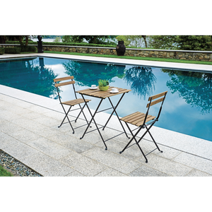 Set Bistrò In Ferro E Acacia Fsc Scura - 2 Sedie E Un Tavolo 55X54 Cm Moia