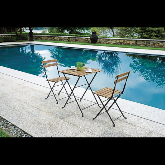 Set Bistrò In Ferro E Acacia Fsc Scura - 2 Sedie E Un Tavolo 55X54 Cm Moia