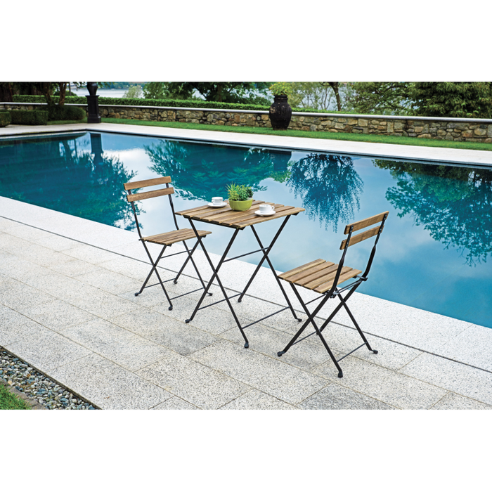 Set Bistrò In Ferro E Acacia Fsc Scura - 2 Sedie E Un Tavolo 55X54 Cm Moia