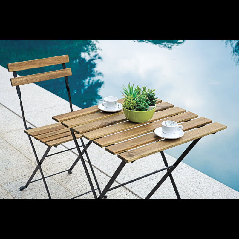 Set Bistrò In Ferro E Acacia Fsc Scura - 2 Sedie E Un Tavolo 55X54 Cm Moia
