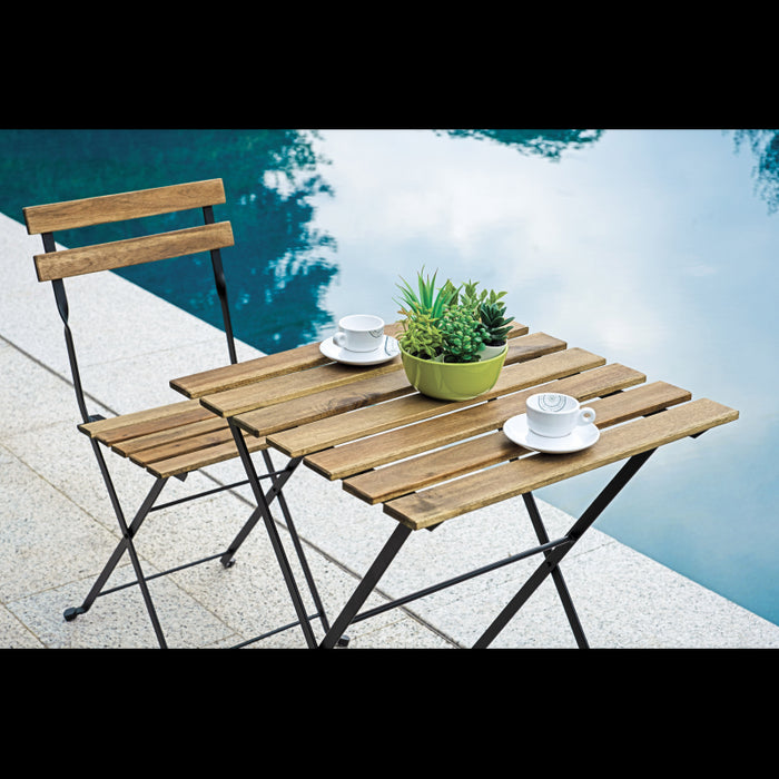 Set Bistrò In Ferro E Acacia Fsc Scura - 2 Sedie E Un Tavolo 55X54 Cm Moia