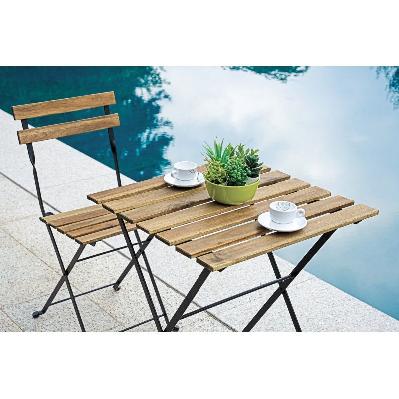 Set Bistrò In Ferro E Acacia Fsc Scura - 2 Sedie E Un Tavolo 55X54 Cm Moia