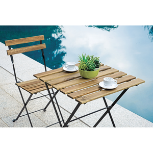 Set Bistrò In Ferro E Acacia Fsc Scura - 2 Sedie E Un Tavolo 55X54 Cm Moia
