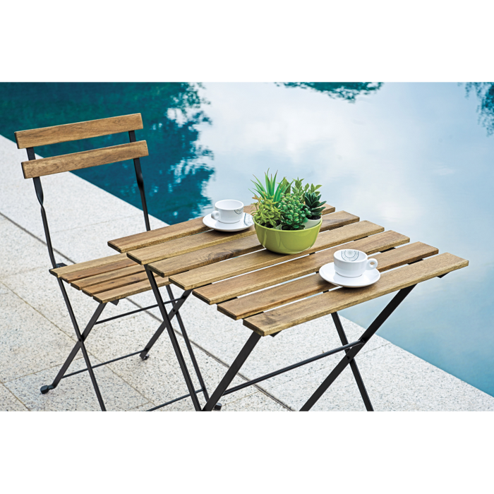 Set Bistrò In Ferro E Acacia Fsc Scura - 2 Sedie E Un Tavolo 55X54 Cm Moia