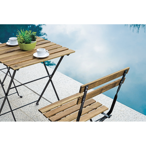 Set Bistrò In Ferro E Acacia Fsc Scura - 2 Sedie E Un Tavolo 55X54 Cm Moia