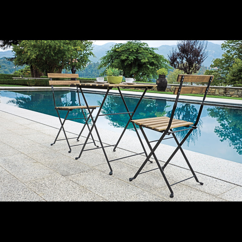 Set Bistrò In Ferro E Acacia Fsc Scura - 2 Sedie E Un Tavolo 55X54 Cm Moia