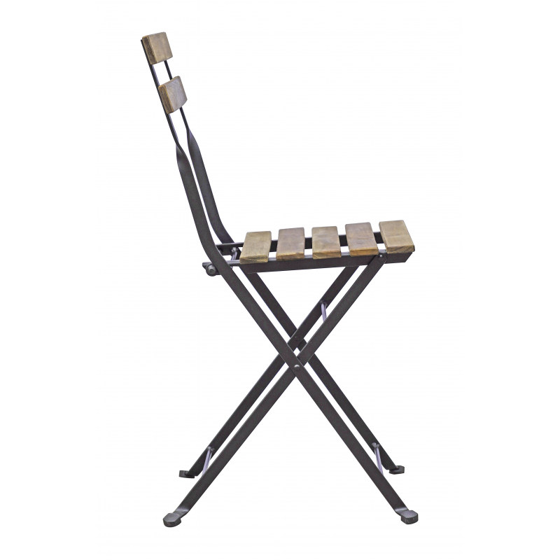 Set Bistrò In Ferro E Acacia Fsc Scura - 4 Sedie E Un Tavolo 100X54 Cm Moia