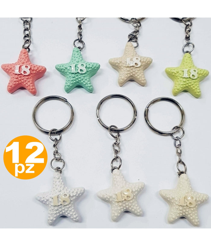 Set Bomboniera Bomboniere Stella Marina 18 Anni Compleanno Ceramica Porta Chiavi         