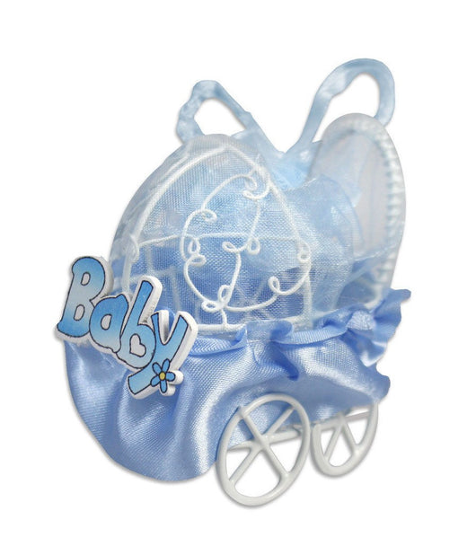 Set Bomboniera Carrozzino In Metallo Portaconfetti Nascita Battesimo Bimbo Blu         