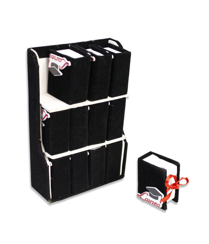 Set Bomboniera Festa Di Laurea Porta Confetti Con Vassoio A Libro Nero Velluto         