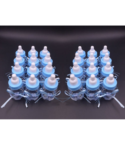 Set Bomboniera Portaconfetti Per Battesimo Nascita Bottiglia Biberon Azzurro Blu         