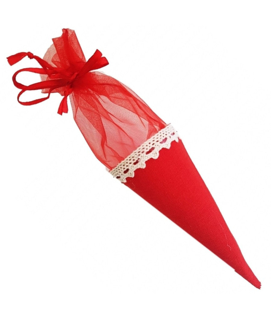 Set Bomboniere Cono Rosso In Tessuto Sacchetto Porta Confetti Riso Porta Fortuna         